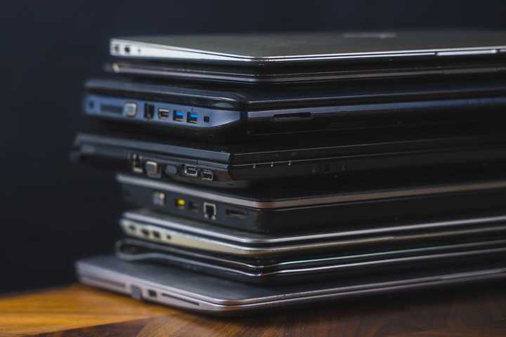 A pile of old laptops