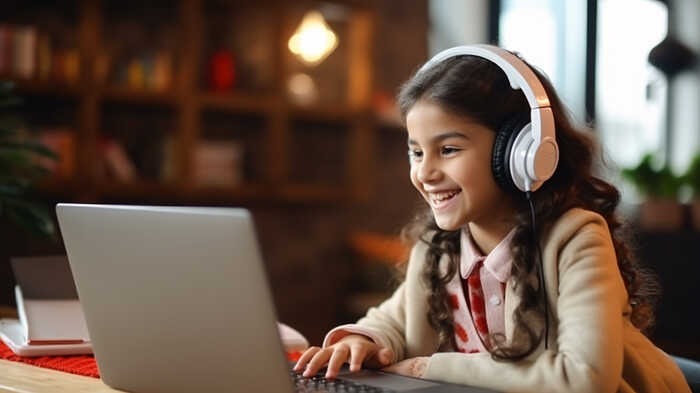 child using laptop at home