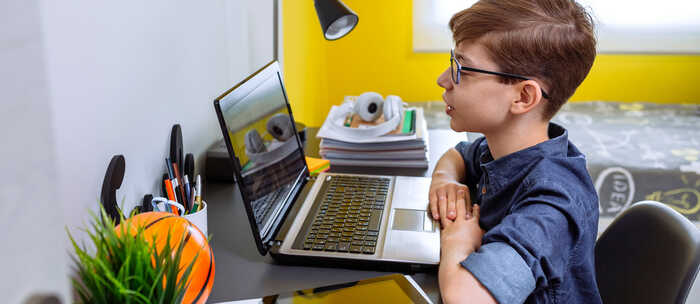 children using a laptop at home